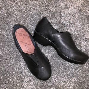 Black Dansko slip on clogs